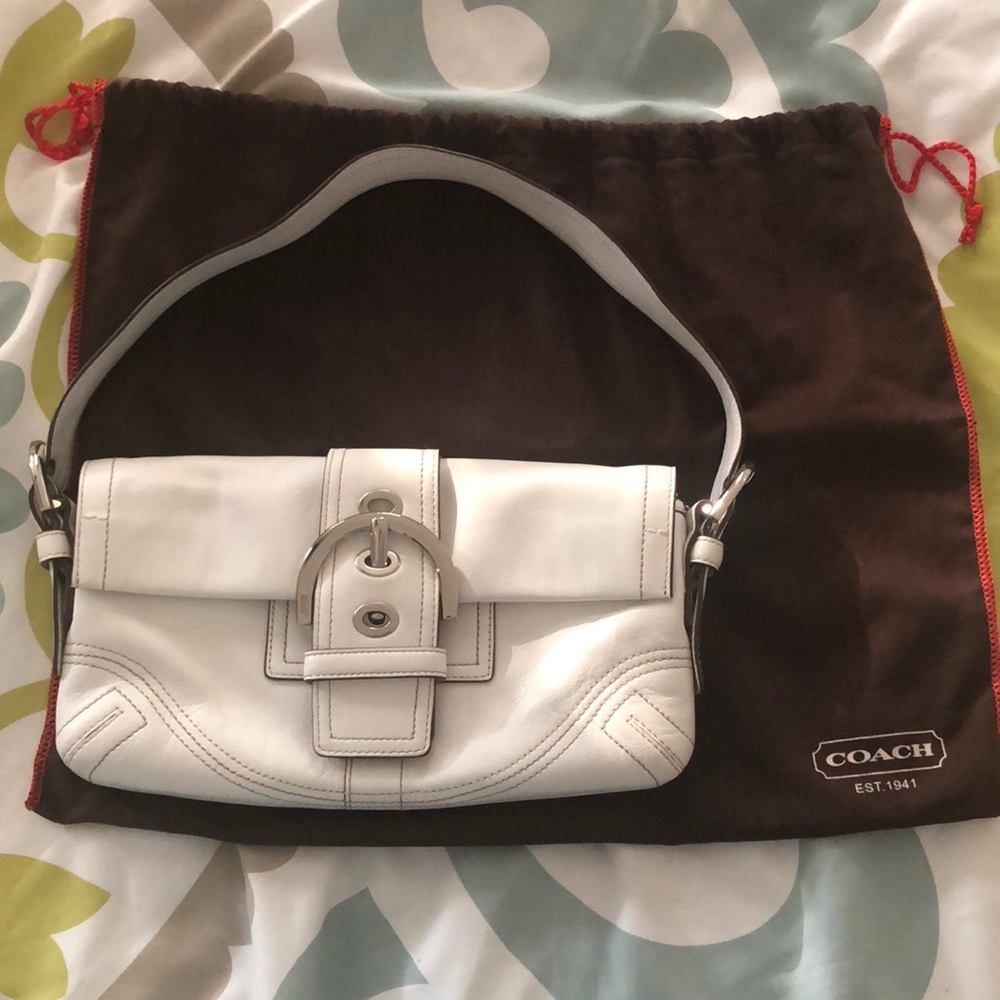 Coach white leather handbag great condition